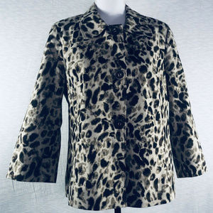 Blazer Jacket Leopard Tan Brown Linen Cotton Small